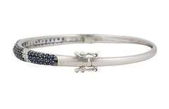2.70ctw Pave Sapphire and 0.36ctw Diamond Bangle Bracelet in 14K