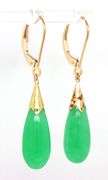 14kt Yellow gold Green Jade dangle earrings