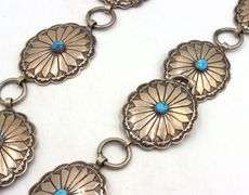 Vintage Navajo Turquoise sterling silver belt