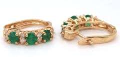 14kt Yellow gold 1ctw emerald and diamond earrings
