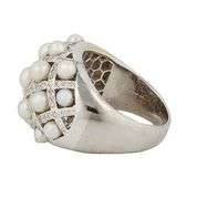 0.55ctw Diamond and Seed Pearl Honeycomb Dome Ring in 18K