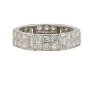 1.35ctw Round and Baguette Diamond Double Row Eternity Band Ring in Platinum