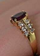Elegant 14K Yellow Gold Oval Ruby & Diamond Ring