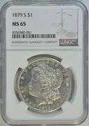 Super Gem BU 1879-S Morgan Silver Dollar. NGC MS65 Prooflike obv