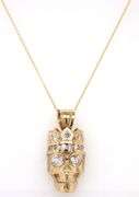 14kt Yellow gold 2.50ctw diamond Skull pendant on chain