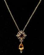 Dazzling 14K Yelow Gold Multi-Gemstone Pendant Necklace