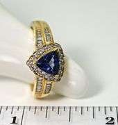Stylish 14K Yellow Gold Triangular Tanzanite & Diamond Ring