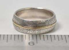 Sterling Silver Band Ring with 14K Yellow Gold Plating