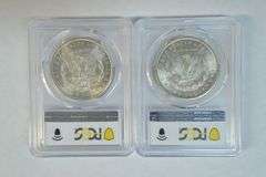 Two virtual Gem BU 1899-O & 1902-O Morgan Silver Dollars. PCGS MS64