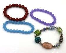 Lot of 4 gemstone beaded bracelets