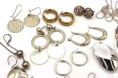 Vintage 925 sterling silver group lot of earrings