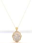 14kt Yellow gold diamond cluster pendant on chain