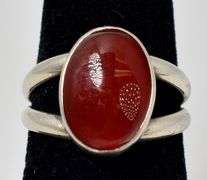 Carnelian Gemstone Ring in Sterling Silver