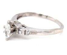 14kt White gold 0.50ctw marquise, RBC and baguette diamond engagement ring