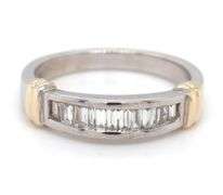 14kt White gold 0.35ctw baguette channel set band
