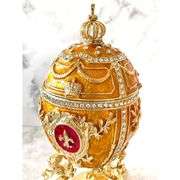 Regal Princeton Faberge Style Trinket Box and Bracelet with 24K Gold Trim & Austrian Crystals