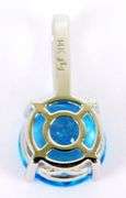 JLJ - 14K Large 10MM Blue Topaz & Diamonds Pendant