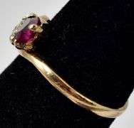 Lovely 10K Yellow Gold Pink Topaz Gemstone and Diamond Ring