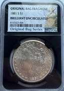 1881 S NGC MS 64 Morgan Dollar.With Original Bag Fragment