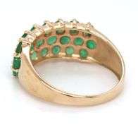 10kt Yellow gold round emerald cluster 3 row ring