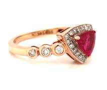 14kt Yellow gold Trillion tourmaline and diamond halo and bezel set shank ring