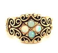 Attractive 14K YG Ring with Opals