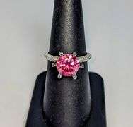 Ladies Sparkling 5 Ct Bright Pink Simulated Lab Diamond  Ring