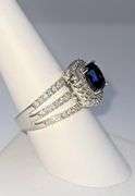 Stunning 14 Kt White Gold Plate 1.75 Ct Midnight Blue Simulated Sapphire Diamond Ringmond Ring