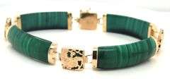 14kt Yellow gold Malachite bar bracelet