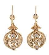 1.00ctw Diamond Art Deco Style Milgrain Dangle Earrings in 14K