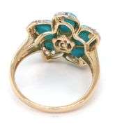 14kt Yellow gold turquoise and white topaz flower ring