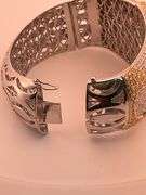 CERTIFIED 18K WHITE AND YELLOW GOLD DIAMOND BANGLE BRACELET 16.25 C.T.W.