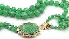 Double strand Green Jade necklace