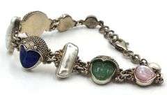 925 Vintage Sajen Sterling Silver Carved Buddha Head Bracelet
