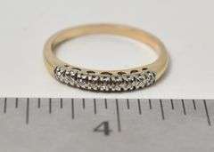Simple 10K Yellow and White God Diamond Ring