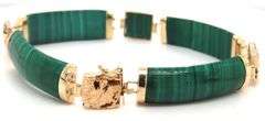 14kt Yellow gold Malachite bar bracelet