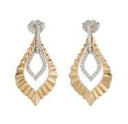 New 0.31ctw Diamond Marquise Shaped Two Tone Drop Earrings in 14K