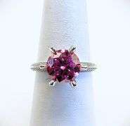 Ladies Sparkling 5 Ct Bright Pink Simulated Lab Diamond  Ring
