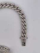 CERTIFIED 14K WHITE GOLD DIAMOND CUBAN LINK BRACELET.