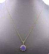 14kt Yellow gold Lavender Jade and amethyst pendant on chain