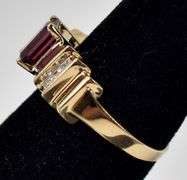 Perfect 14K Yellow Gold Rhodolite Gemstone and Diamond Ring