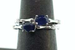 14kt White Gold, Blue Sapphire, & Diamond Cocktail Ring