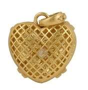 Nancy and David 0.75ctw Princess and Round Diamond X Puffed Heart Pendant in 18K