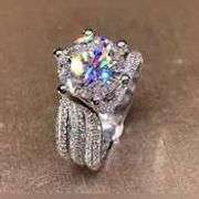 Ladies Large 5 Ct Sparkling White Simulated Lab Diamond Solitaire  Ring
