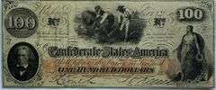 Nov 27 1862 $100  Series Confederate States Watermarked Note