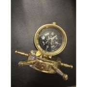 Brass Ship Wheel Compass & Clock