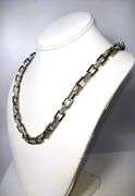 Huge 65.8 Gram 14 Kt White Gold Plated Rolo Box Link Necklace