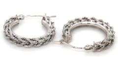 14kt White gold twisted rope hoop earrings