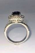 Stunning 14 Kt White Gold Plate 1.75 Ct Midnight Blue Simulated Sapphire Diamond Ringmond Ring