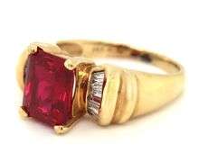 Gorgepus 14K YG Ring with Large Synthetic Ruby
